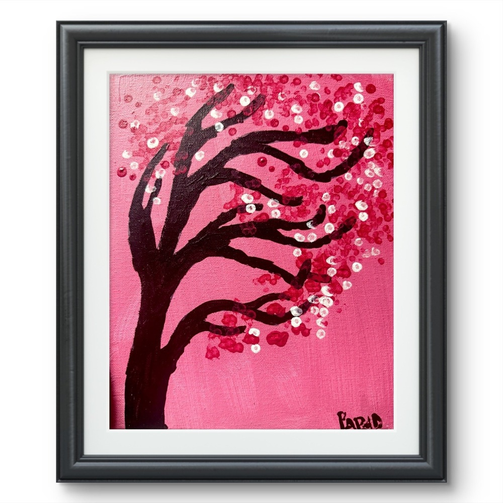 Original Pink Blossom Tree Acrylic Painting 8x10 Canvas OOAK Nature Wall Art